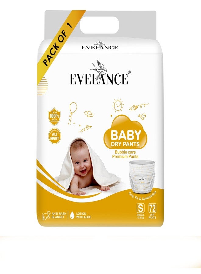 EVELANCE Baby Diaper Pants | Pant Style Baby Diapers S Size, 72 Count | With Advanced Leak Protection | Soft & Comfortable Ideal for 4 to 8 Kgs, 1 Pack - Image 1