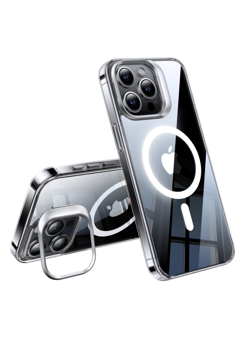 TORRAS - Magnetic Clear, 16FT [Mil-Grade Protection][Compatible with MagSafe] Stash Lens Stand Transparent Anti-Scratch Shockproof Slim Case for iPhone 15 Pro, Crystal Clear - Image 1