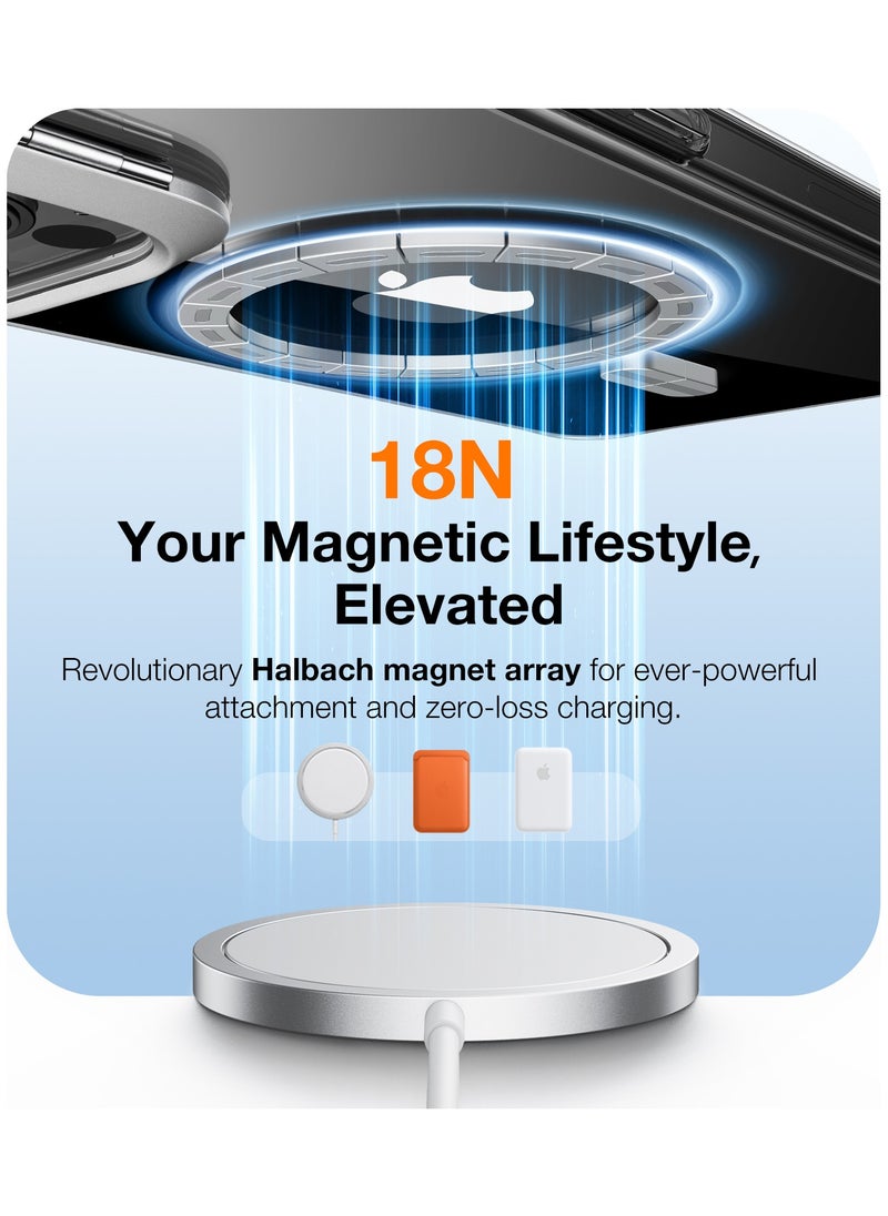 TORRAS - Magnetic Clear, 16FT [Mil-Grade Protection][Compatible with MagSafe] Stash Lens Stand Transparent Anti-Scratch Shockproof Slim Case for iPhone 15 Pro, Crystal Clear - Image 1