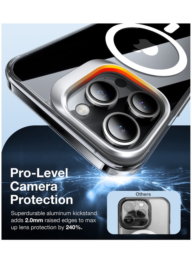 TORRAS - Magnetic Clear, 16FT [Mil-Grade Protection][Compatible with MagSafe] Stash Lens Stand Transparent Anti-Scratch Shockproof Slim Case for iPhone 15 Pro, Crystal Clear - Image 1