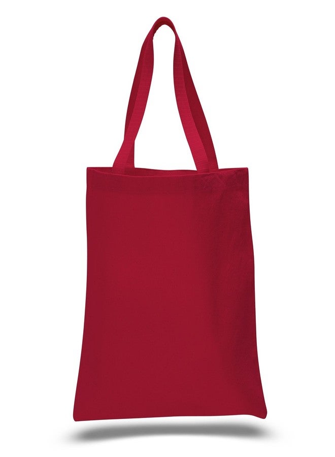 (12 Pack) 1 Dozen - Heavy Cotton Canvas Tote Bags (Red)