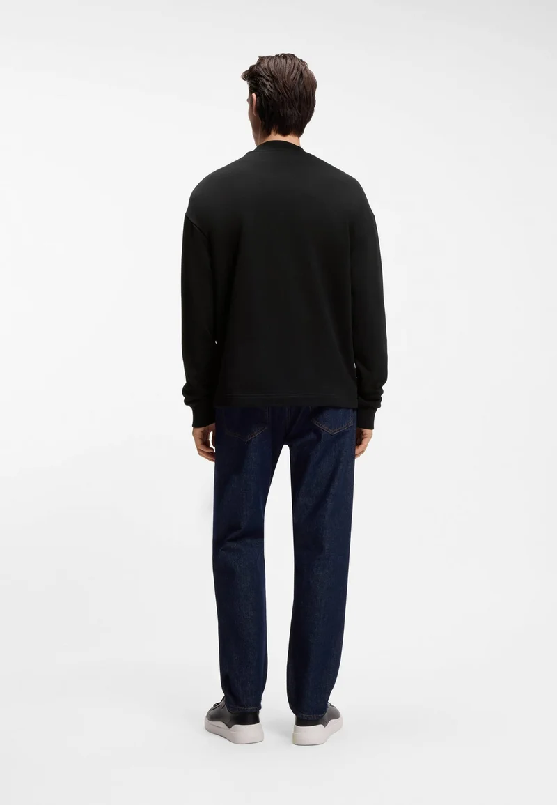 HUGO Cotton-terry sweatshirt with blue logo patch
