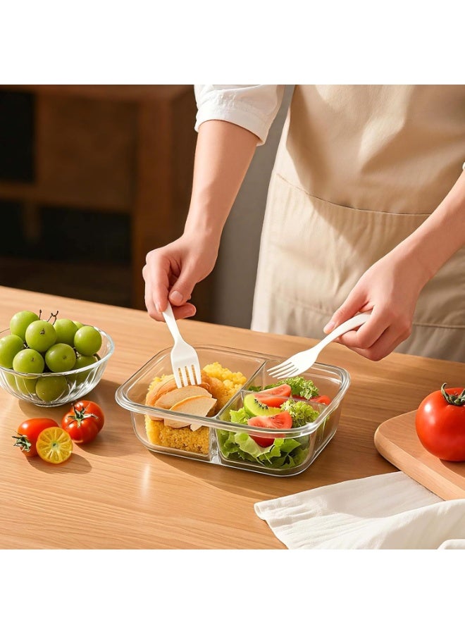 فالمر 1عبوة من حاويات تحضير الوجبات من الزجاج مقسمة لى 3 اقسام حاويات غداء زجاجية محكمة الغلق بسعة 1040مل، حاويات تخزين طعام زجاجية مع اغطية، مناسبة للميكروويف والفرن والفريزر وغسالة الصحون - Image 3