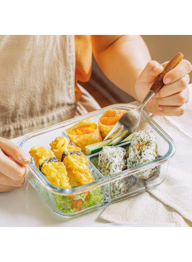 فالمر 1عبوة من حاويات تحضير الوجبات من الزجاج مقسمة لى 3 اقسام حاويات غداء زجاجية محكمة الغلق بسعة 1040مل، حاويات تخزين طعام زجاجية مع اغطية، مناسبة للميكروويف والفرن والفريزر وغسالة الصحون - Image 4