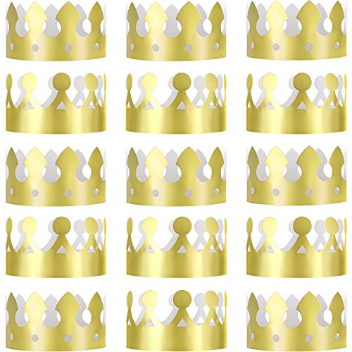 JOVITEC 24 Pcs Gold Paper Crowns Golden King Crown Foil Gold Hat for Birthday Celebration Baby Shower Photo Props - Image 1