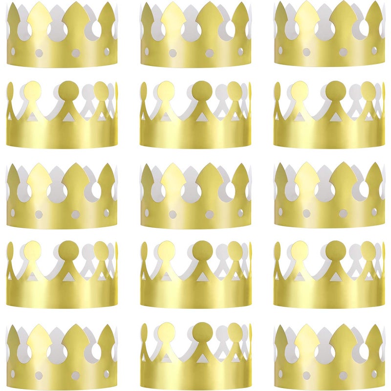 JOVITEC 24 Pcs Gold Paper Crowns Golden King Crown Foil Gold Hat for Birthday Celebration Baby Shower Photo Props - Image 2
