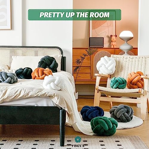 VBGYA Knot Pillow Ball, Soft Decorative Throw Pillows Cushion, 11 Inch Round Plush Knotted Pillows Dark Green Pillow, Modern Home Throw Knot Decorative Cushion for Bedroom, Sofa, Couch - Image 5