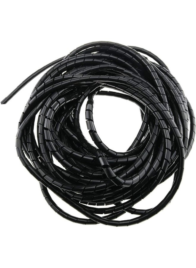 Poaker Spiral Wire Cable Wrap - Protective Cable Cover And Tidy Sleeve For Pc, Tv, Home And Office Cables Spiral Wrapping Band Organizer (Black, 15Mm) - Image 1