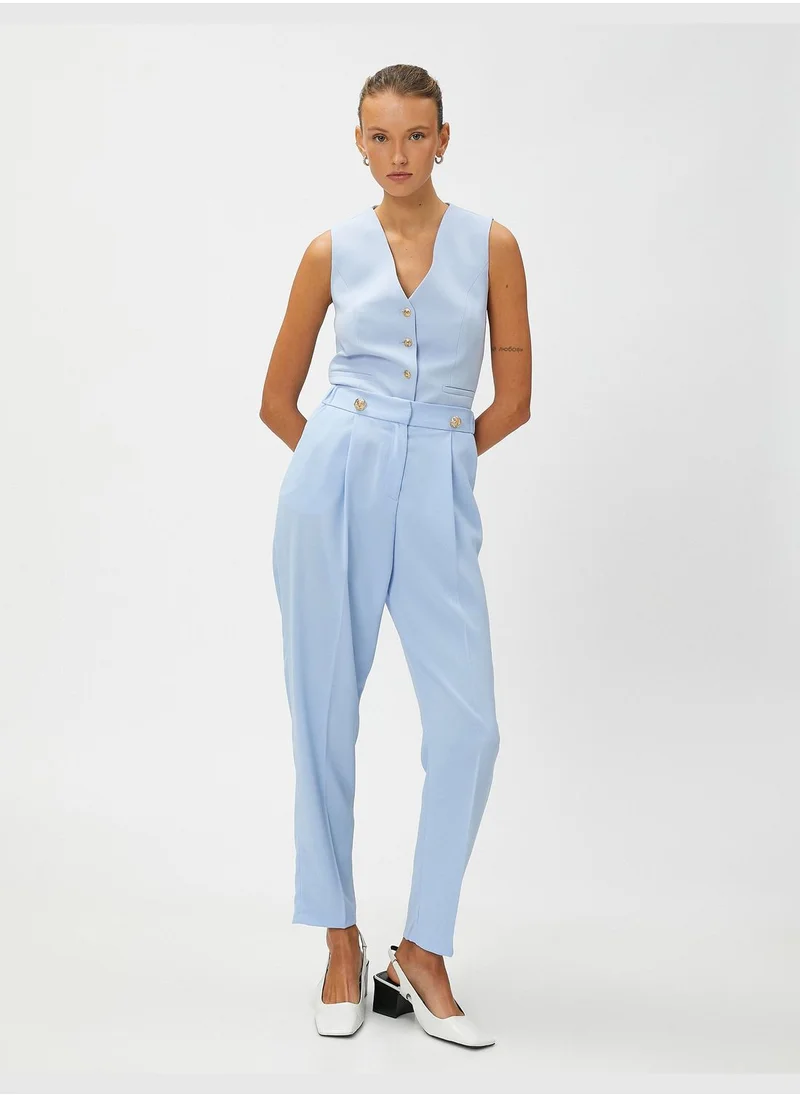 KOTON Button Detail High Rise Trousers