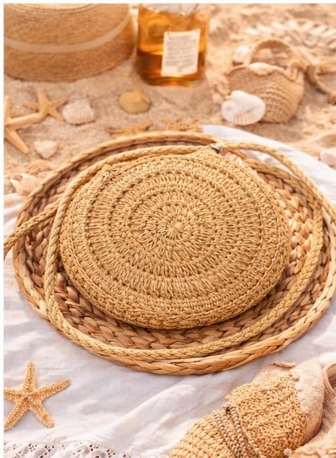SENORA Round Jute Sling Bag for Women, Boho Straw Crossbody with Zip Closure and Tassel, Handcrafted Purse (nutral tan) - Image 4