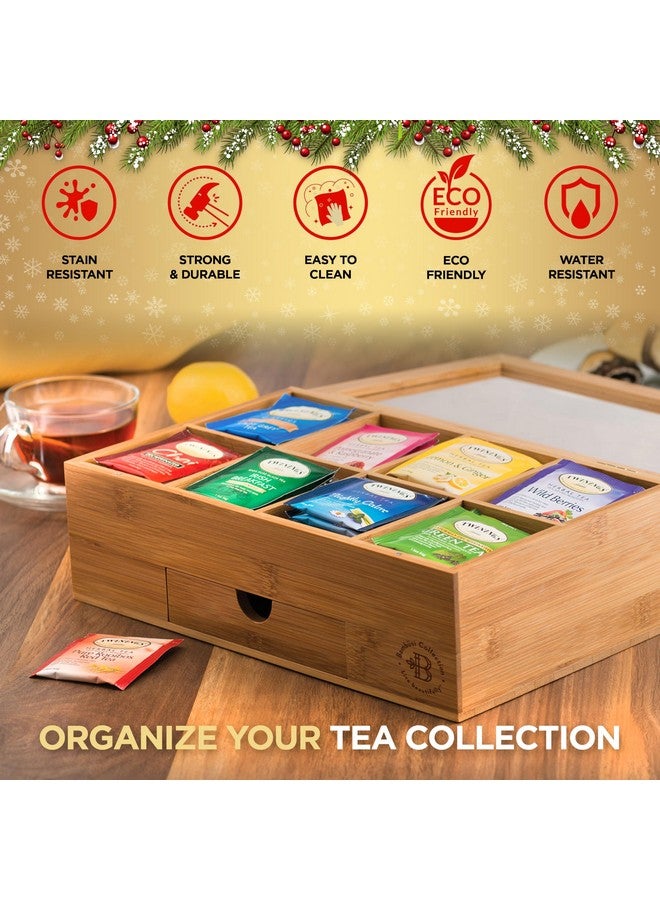 Bambüsi Bamboo Tea Bag Organizer Storage Box with Drawer & Acrylic Window - Magnetic Lid Keeps Contents Fresh - Ideal Mothers Day Gifts for Mom - Gift Caddy (Tea Not Included) - Image 2