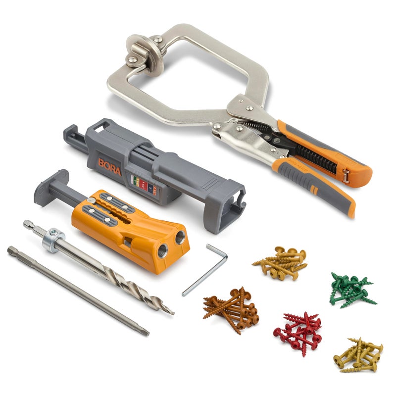 BORA Pro Compact Pocket Hole Jig 3 inch Face Clamp 50pc Screw Set Auto Adjust Drill Guide Durable Pocket Hole Jig Kit for Woodworking Tight Spaces For Materials 12 inch to 112 inch Thick - Image 2