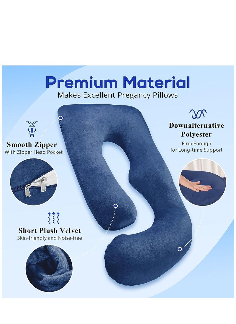 Arabest Pregnancy Pillows, Full Body Pillow with Removable Velvet Cover, Maternity Pillow for Pregnant Women (Dark Blue)  - Image 3
