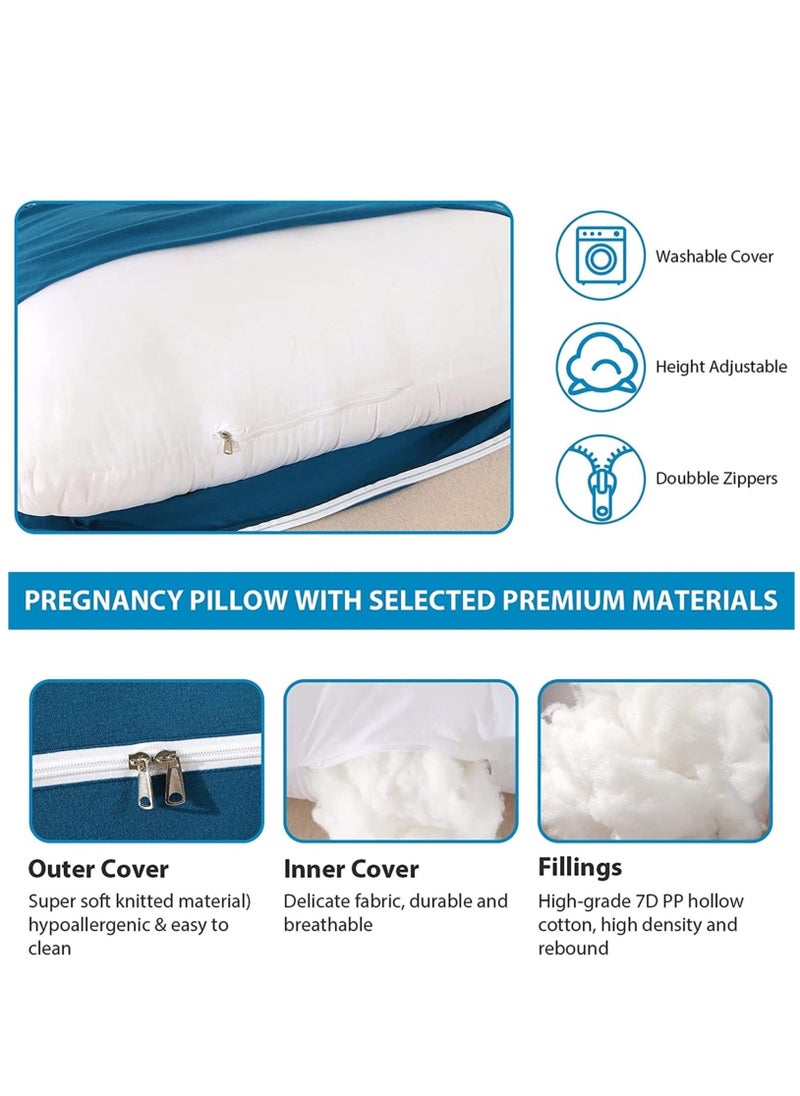Arabest Pregnancy Pillows, Full Body Pillow with Removable Velvet Cover, Maternity Pillow for Pregnant Women (Dark Blue)  - Image 4