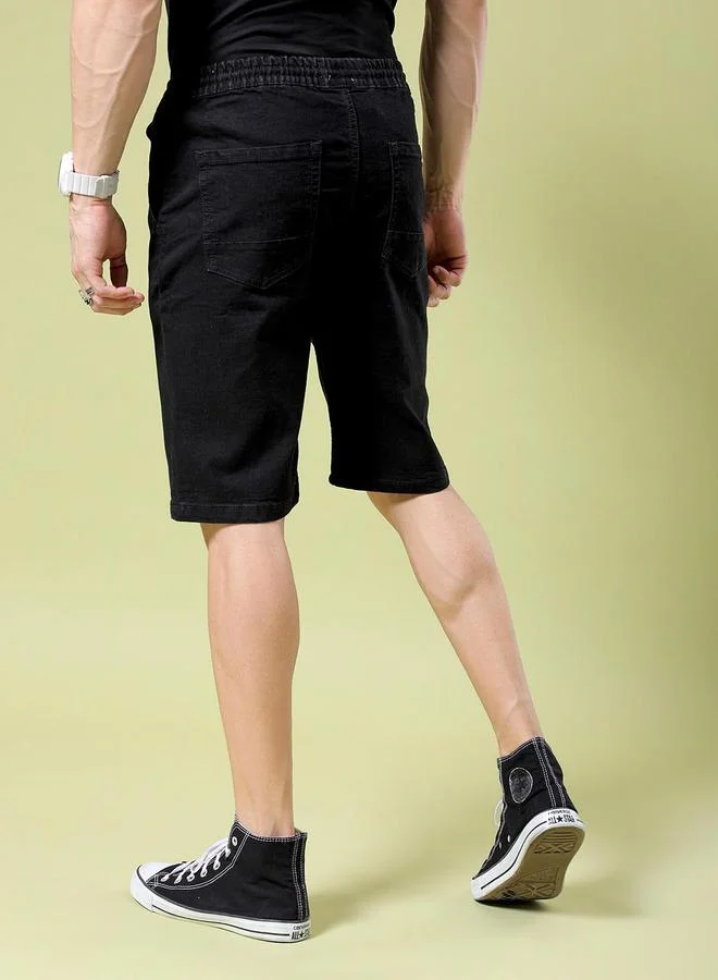 The Indian Garage Co Men Black Solid Slim Fit Shorts