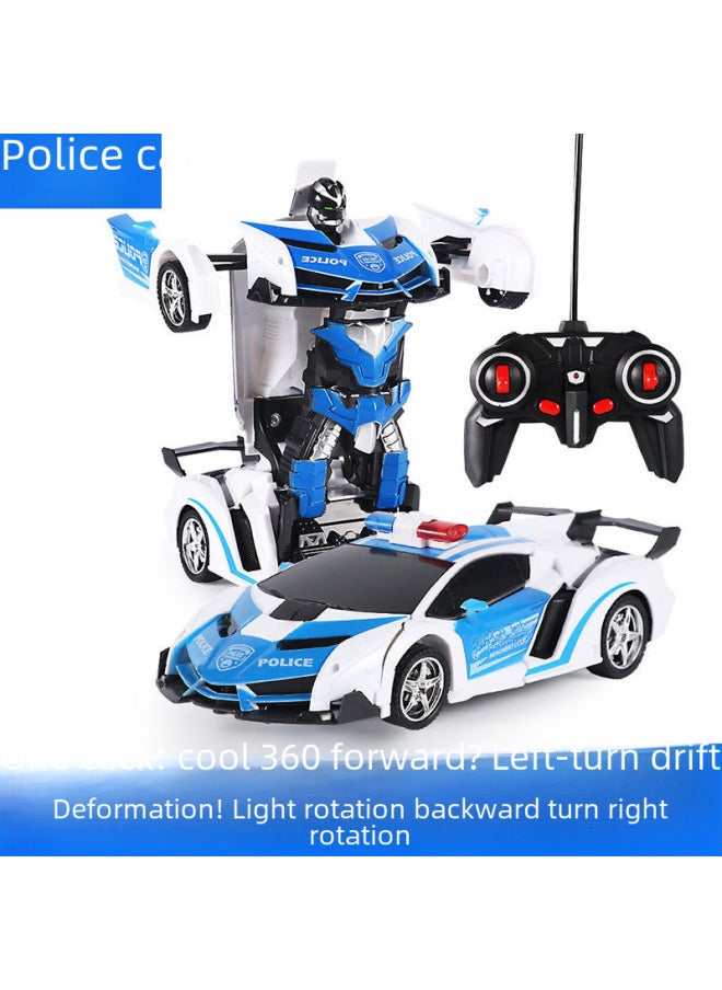 Generic Remote Control Transformable Car Model Robot Rechargeable Racing Car Police Children's Remote Control Sports Boys Toy-Color:Remote Control Deformation Orange (without Battery)  - Image 4