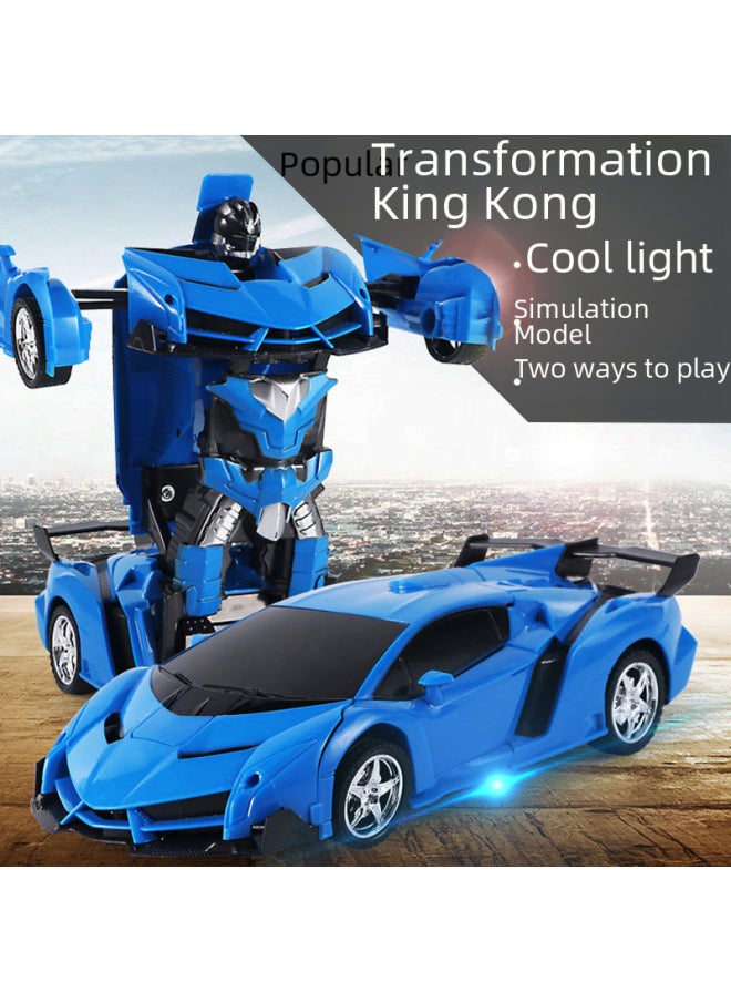 Generic Remote Control Transformable Car Model Robot Rechargeable Racing Car Police Children's Remote Control Sports Boys Toy-Color:Remote Control Deformation Orange (without Battery)  - Image 2