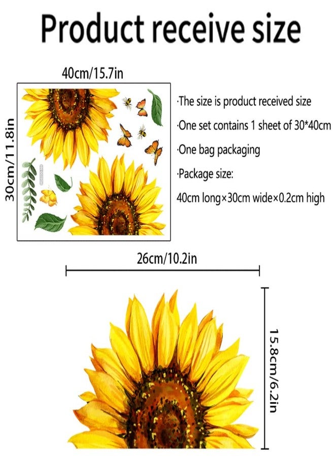 VIOKKO 2Pcs Sunflower Butterfly Toilet Seat Wall Stickers Self-Adhesive Flower Toilet Lid Cover Decals Removable Watercolor Bouquet Toilets Stickers for Bathroom Washroom Restroom Art Decor - Image 2