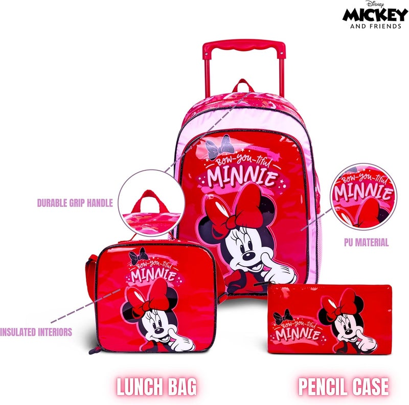 ترو كير مجموعة حقيبة مدرسية ديزني ميني ماوس للأطفال 3 في 1، مقاس 16 بوصة - حقيبة ظهر مريحة، حقيبة غداء معزولة، وحافظة أقلام، خفيفة الوزن، للطلاب من سن 6 سنوات فما فوق - مثالية للسفر والمدرسة، للبنات - Image 4
