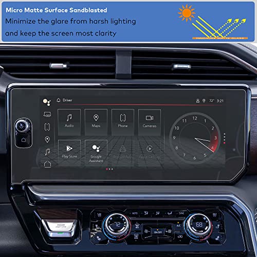 INNOSURE Glass Screen Protector Designed for 2022 2023 GMC Sierra 1500 AT4 / AT4X / Denali/Denali Ultimate 13.4 Inch Touch Screen (with hole button on left) Sierra 1500 Accessories Anti Glare (Matte) - Image 4