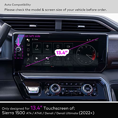 INNOSURE Glass Screen Protector Designed for 2022 2023 GMC Sierra 1500 AT4 / AT4X / Denali/Denali Ultimate 13.4 Inch Touch Screen (with hole button on left) Sierra 1500 Accessories Anti Glare (Matte) - Image 2