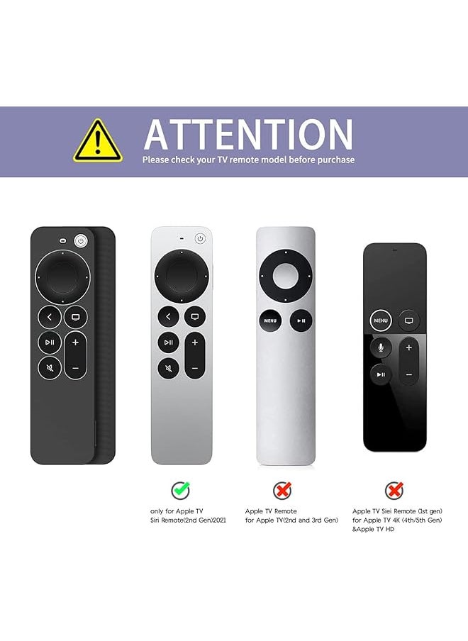 erorex - 2 Pack Silicone Case For A Pple Tv Si Ri Remote 2021 With Hand Strap Classic Controller Design Full Access To All Functions Not Original Tv Siri Remote 2021 Black - Image 1
