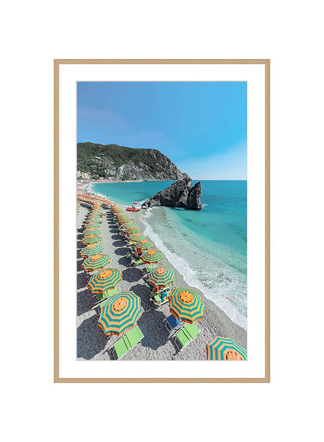 DANUBE HOME Latin Umbrella On The Beach Wall Art with Glass Frame – Beautiful Coastal Framed Print for Living Room, Bedroom & Office – Modern Home Décor, Ready to Hang & Perfect Gift Idea 60X90Cm - Image 2