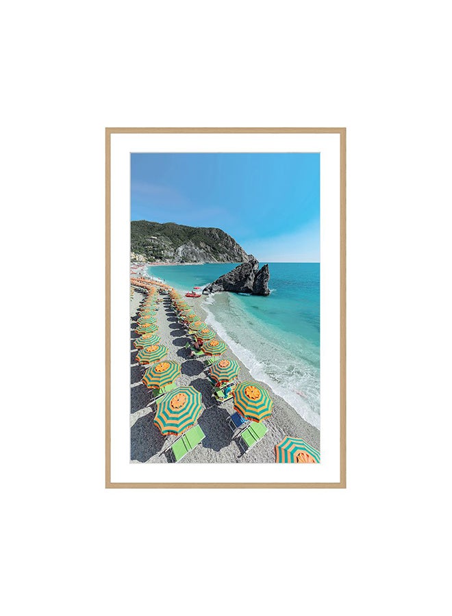 DANUBE HOME Latin Umbrella On The Beach Wall Art with Glass Frame – Beautiful Coastal Framed Print for Living Room, Bedroom & Office – Modern Home Décor, Ready to Hang & Perfect Gift Idea 60X90Cm - Image 1