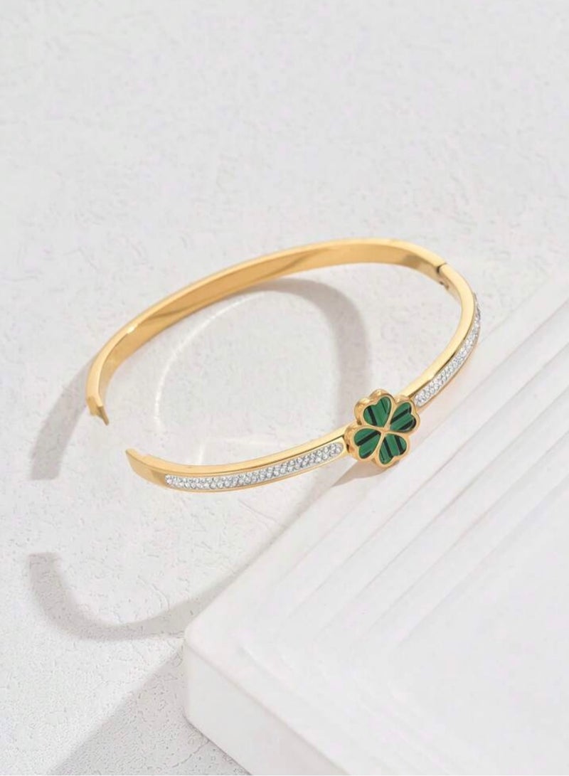 18K Gold Plated Stainless Steel Bracelet For Women, Elegant Daily Wear Jewelry