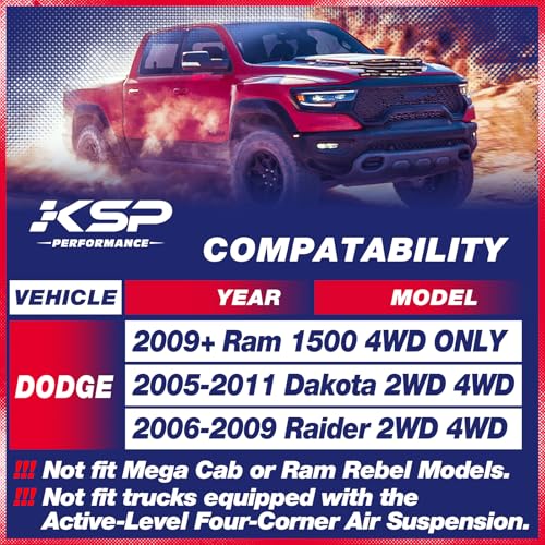 KSP PERFORMANCE KSP 3 Inch Leveling Lift Kits for 2009-2024 Ram 1500, 3" Forged Front Strut Spacers Raise 3in for Ram 1500 4WD 4X4, 2005-2011 Dakota 2WD 4WD, 2006-2009 Raider 2WD 4WD, Aluminum Suspension Lift Kits - Image 2