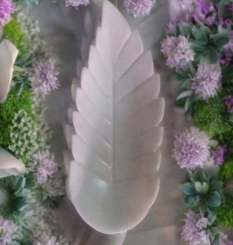 R&M RM 9inch Leaf Decorative Bowl Marble Urli (White) | Multi- Utility Leaf Shape | Uruli for Flower Decoration | Stone Urli Bowl for Home Decoration | Kitchen Decor | Bowl for Decoration  - Image 4