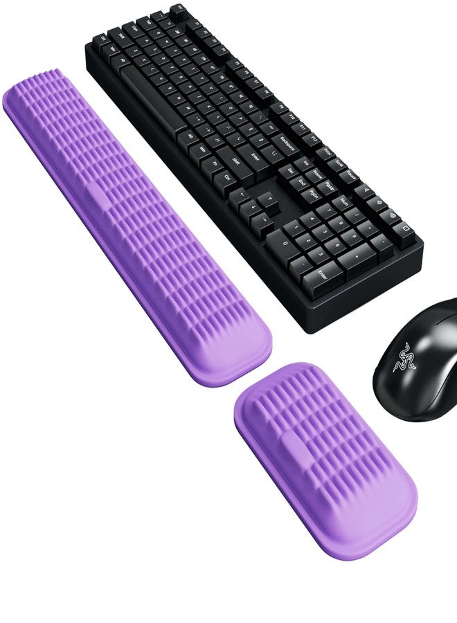 MEKASS Ergonomic Wrist Rest for Keyboard and Mouse, Soft Memory Foam Keyboard Wrist Rest Set with Non-Slip Silicone Base, Easy Typing, Pain Relief, Comfort for Office, Work, Gaming (Purple) - Image 1