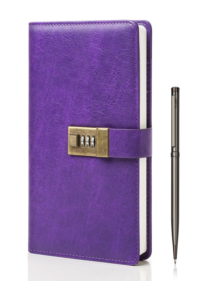 WEMATE Fathers Day Gifts Diary with Lock, A5 PU Leather Journal with Lock 240 Pages, Vintage Lock Journal Password Protected Notebook with Pen & Gift Box, Lock Diary Planner Organizer for Men and - Image 1