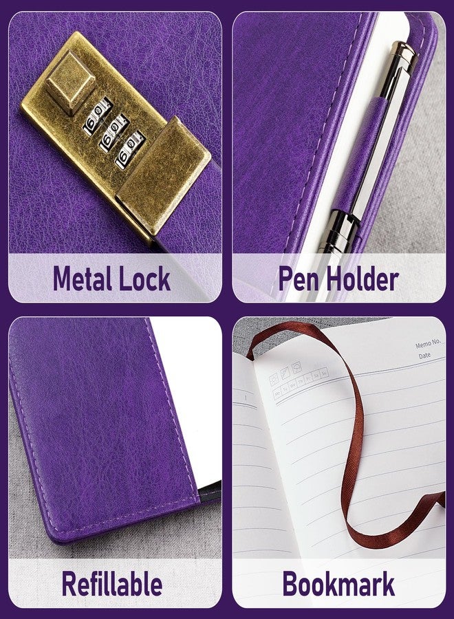 WEMATE Fathers Day Gifts Diary with Lock, A5 PU Leather Journal with Lock 240 Pages, Vintage Lock Journal Password Protected Notebook with Pen & Gift Box, Lock Diary Planner Organizer for Men and - Image 3