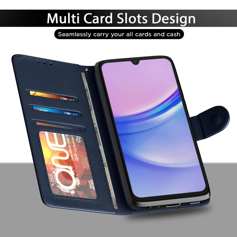 Pikkme Flip Cover Leather Finish | Inside TPU with Card Pockets | Wallet Stand and Shock Proof | Complete Protection Flip Case for Samsung Galaxy A16 5G(Blue) - Image 5