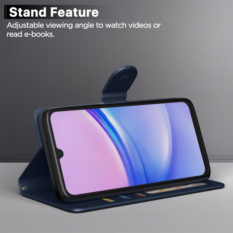 Pikkme Flip Cover Leather Finish | Inside TPU with Card Pockets | Wallet Stand and Shock Proof | Complete Protection Flip Case for Samsung Galaxy A16 5G(Blue) - Image 3