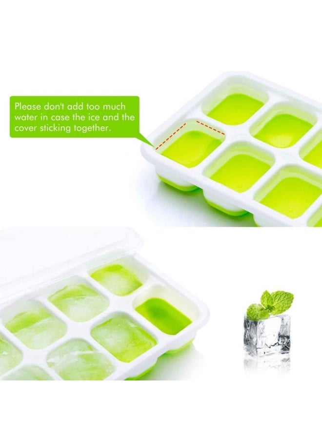 4‑Pack,Ice Cube Trays with Lids,56‑Cube Total Stackable Freezer Ice Trays, Durable Silicone & Plastic Easy‑Release Ice Molds for Coffee & Drinks,Summer Cooling Essentials - Image 4