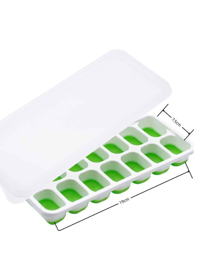 4‑Pack,Ice Cube Trays with Lids,56‑Cube Total Stackable Freezer Ice Trays, Durable Silicone & Plastic Easy‑Release Ice Molds for Coffee & Drinks,Summer Cooling Essentials - Image 2