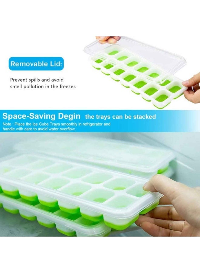 4‑Pack,Ice Cube Trays with Lids,56‑Cube Total Stackable Freezer Ice Trays, Durable Silicone & Plastic Easy‑Release Ice Molds for Coffee & Drinks,Summer Cooling Essentials - Image 3
