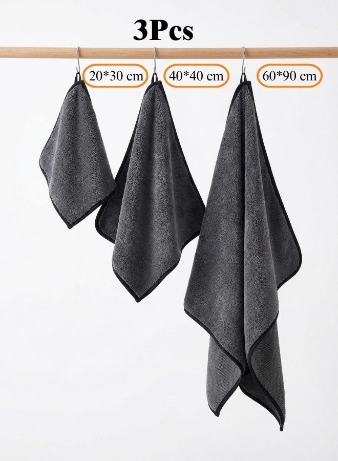 SKT Shiketro 3 Pcs 1800 GSM Car Drying Towel Set (20x30/40x40/60x90cm) - Ultra-Absorbent, Streak-Free, Scratch-Free, No Water Spots Cleaning Towels for Car Owners, Auto Detailers & Home Users - Image 1