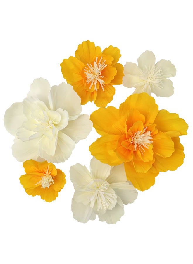 Mybbshower Large Crepe Paper Flower for Wall Party Floral Backdrop Nursery Room Wall Decoration (Yellow Party) - Image 1