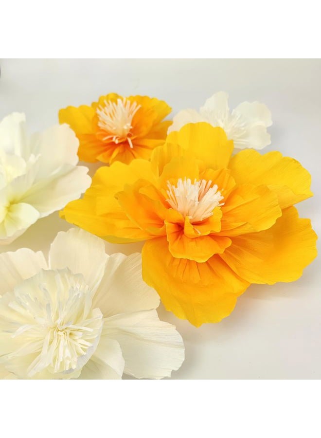 Mybbshower Large Crepe Paper Flower for Wall Party Floral Backdrop Nursery Room Wall Decoration (Yellow Party) - Image 2