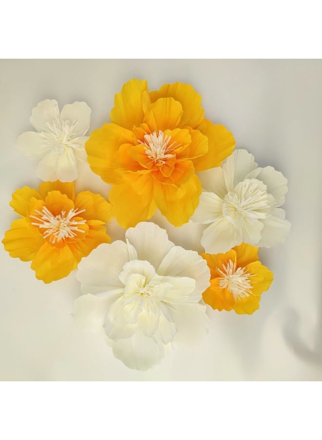 Mybbshower Large Crepe Paper Flower for Wall Party Floral Backdrop Nursery Room Wall Decoration (Yellow Party) - Image 3