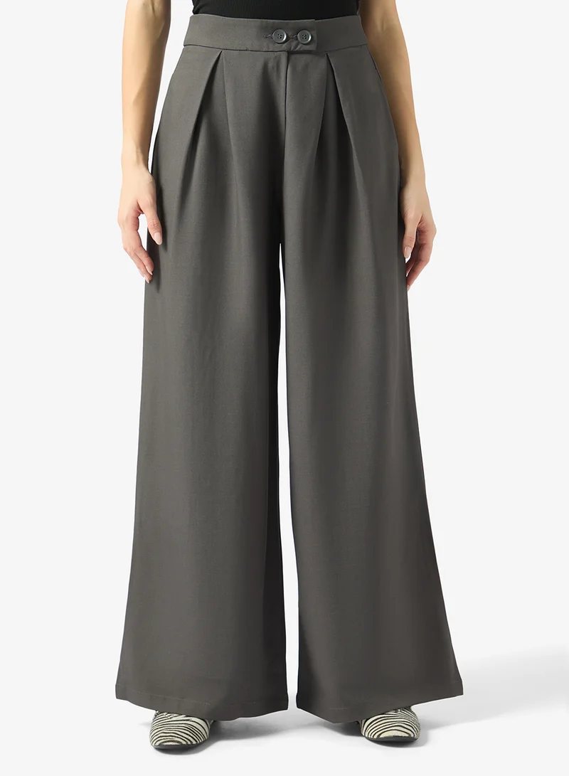 Ginger High Rise Pleaat Detail Wide Leg Pants