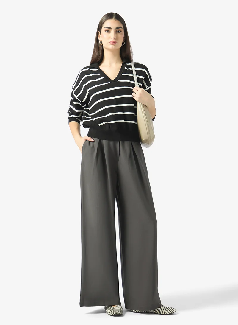 Ginger High Rise Pleaat Detail Wide Leg Pants