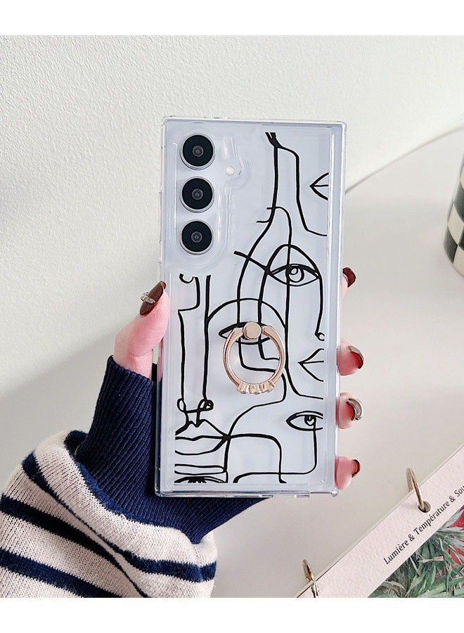 حافظة سامسونج جالاكسي A55 مع حلقة، حافظة هاتف واقية من السيليكون لكامل الجسم لهاتف جالاكسي A55 5G، غطاء هاتف واقٍ مقاوم للصدمات غير أصفر اللون، ظهر صلب مضاد للخدش من البولي كربونات - Image 1