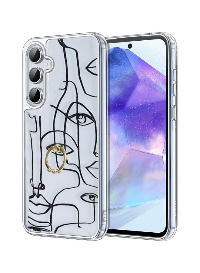 حافظة سامسونج جالاكسي A55 مع حلقة، حافظة هاتف واقية من السيليكون لكامل الجسم لهاتف جالاكسي A55 5G، غطاء هاتف واقٍ مقاوم للصدمات غير أصفر اللون، ظهر صلب مضاد للخدش من البولي كربونات - Image 3