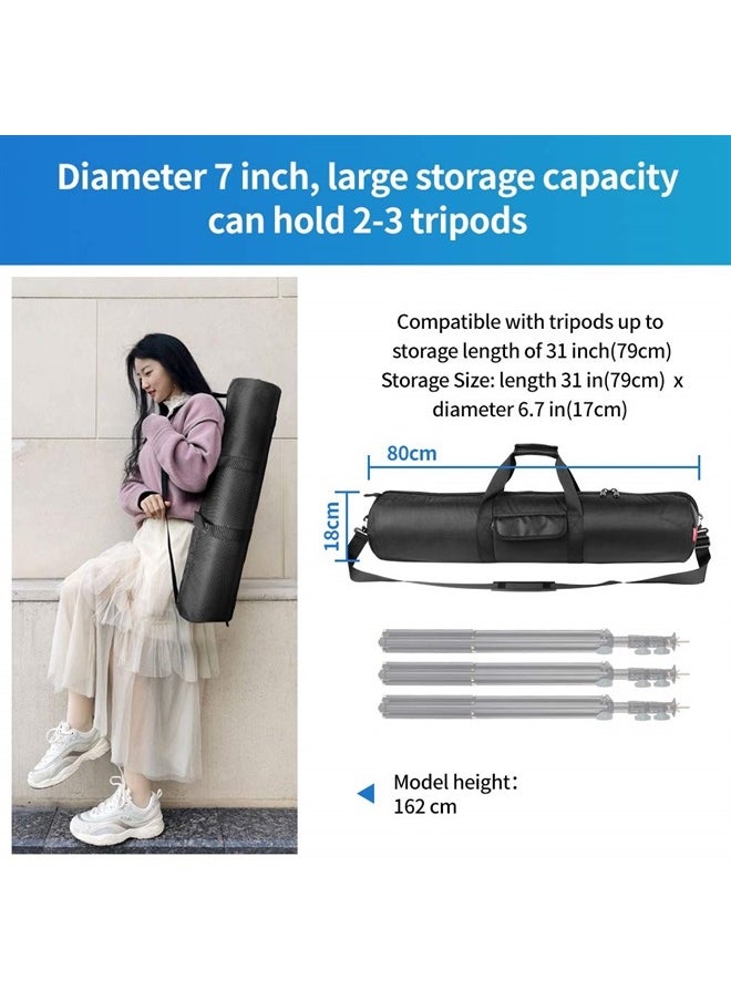 HEMMOTOP Tripod Carrying Case Bag 31.5x7x7in/80x18x18cm Heavy Duty with Storage Bag and Shoulder Strap Padded Carrying Bag for Light Stands, Boom Stand, Tripod,Mic Stand and Tent Pole  - Image 1