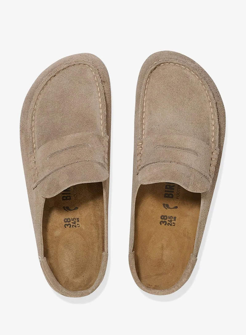 Birkenstock taupe Naples Wrapped Suede Regular Fit Clogs for Men | Best Price UAE