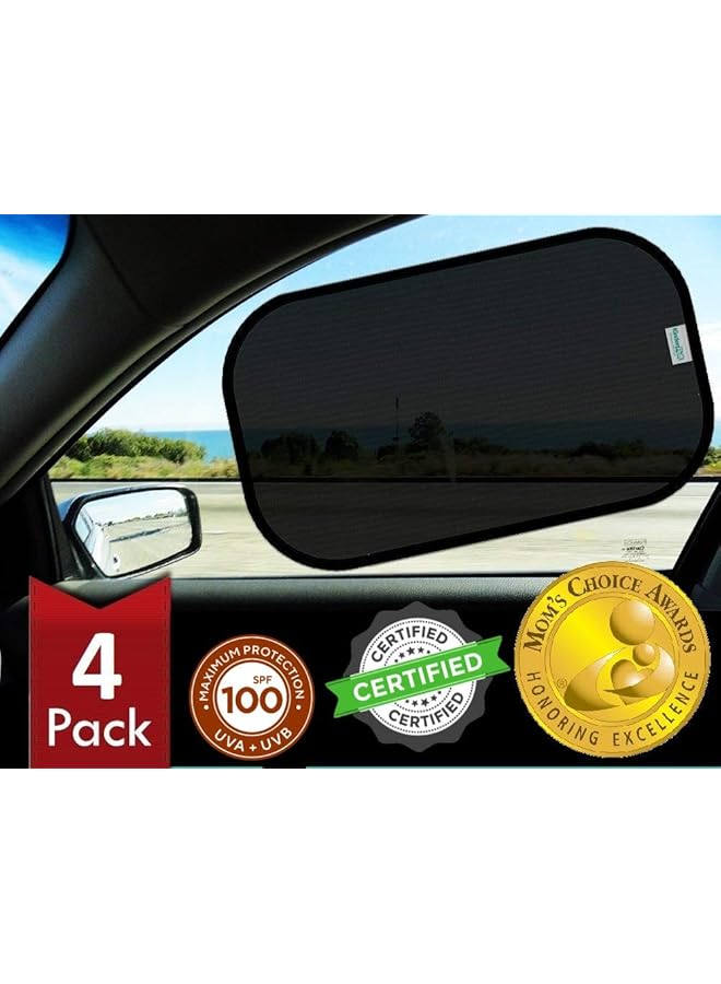 KINDER FLUFF Car Side Window Sun Shade For Baby (4 Pack) The Only Certified Sunshade Proven To Block Over 99% Uv Rays 100 Spf For Maximum Sun Protection For Kids & Pets Easy Fit On Cars Truck Suv - Image 1